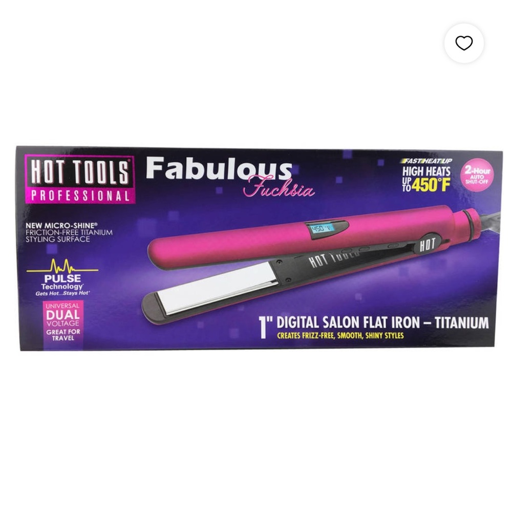 Hot Tools Professional Fabulous Fuschia 1" Digital Salon Flat Iron Titanium